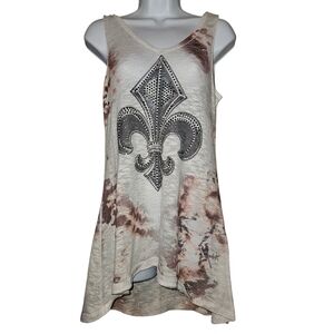 Vocal Tank Tunic Size Xl Rhinestone Fleur De Lis Bling Women’s Thin Sheer